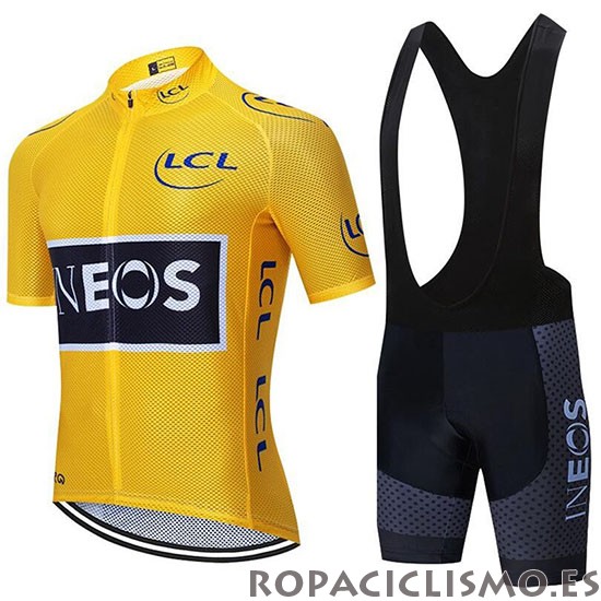 2020 Maillot Ineos Tirantes Mangas Cortas Amarillo Negro